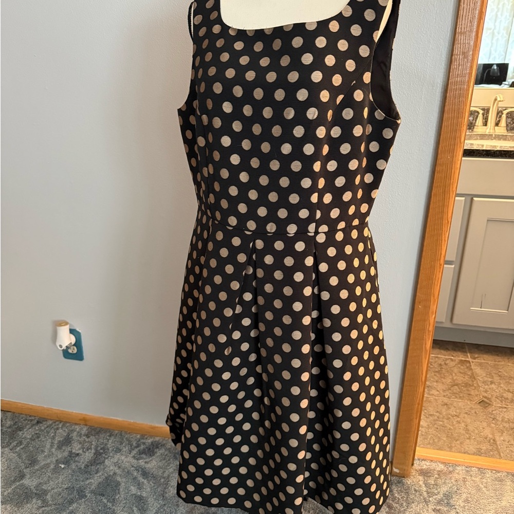 Talbots Black and Cream Polka Dot Mini Dress